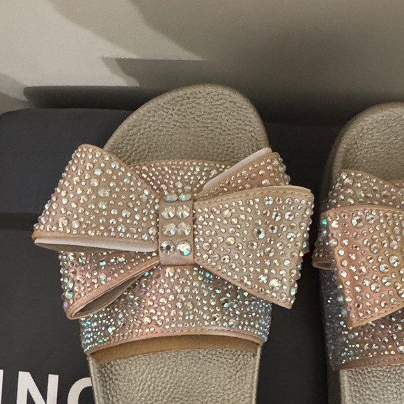 INC International Concepts Gold Rhinestone Bow Sandals - Picture 7 of 17